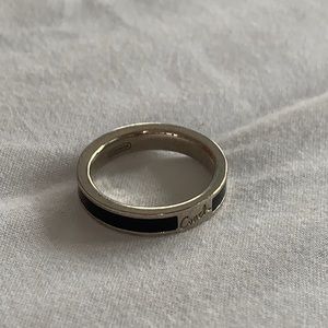 Coach Black Enamel Silver Ring Band Size 7